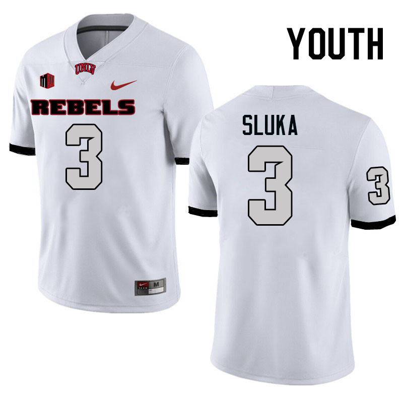 Youth #3 Matthew Sluka UNLV Rebels College Football Jerseys Stitched-White